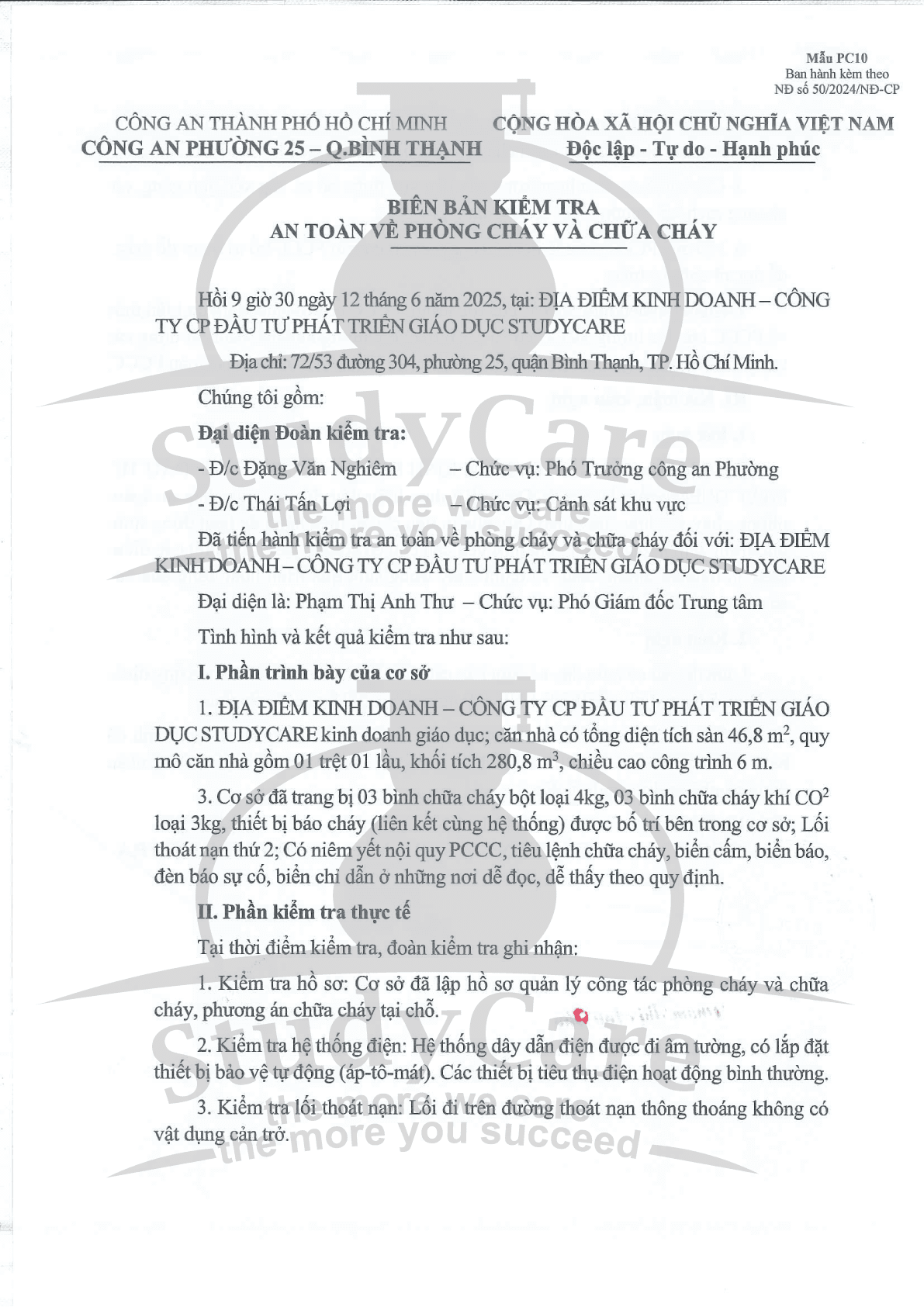 Giấy phép phòng cháy chữa cháy trang 1